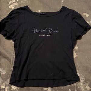 Brandy Melville John Galt Newport Beach Black Short Sleeve T-Shirt One Size